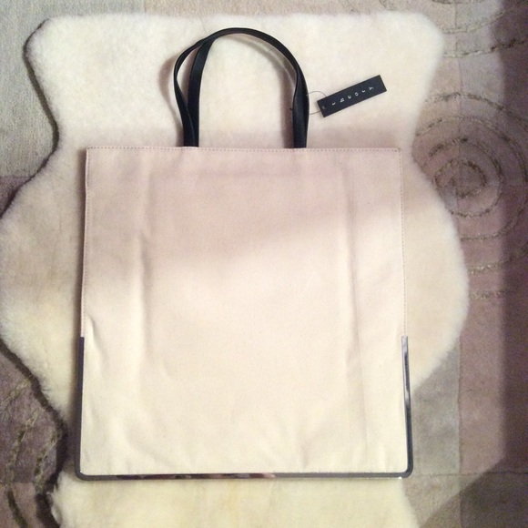 Theory canvas large tote NEW BAG METAL EDGE - Picture 1 of 4